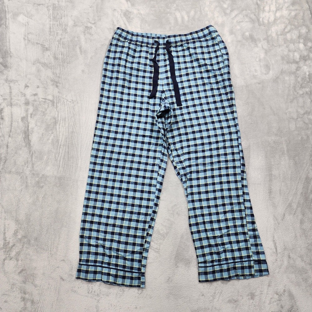 State‎ Of Day Pants Womens L Blue Plaid Flannel Lounge Sleep Pajama Lightweight